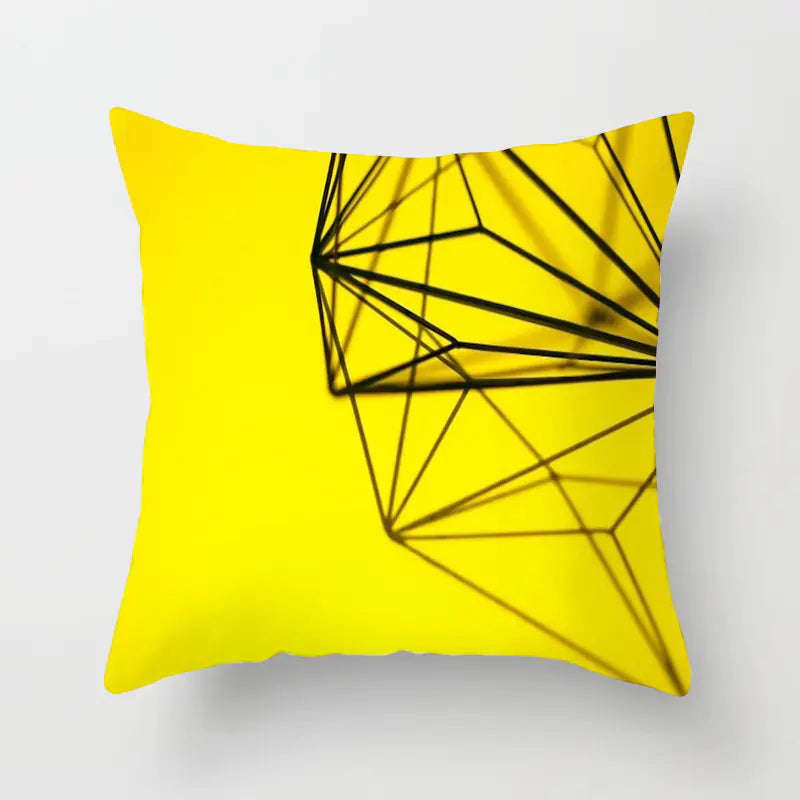 Yellow & Black Geometric Pillow Cover – Modern Abstract Cushion Case 45×45cm