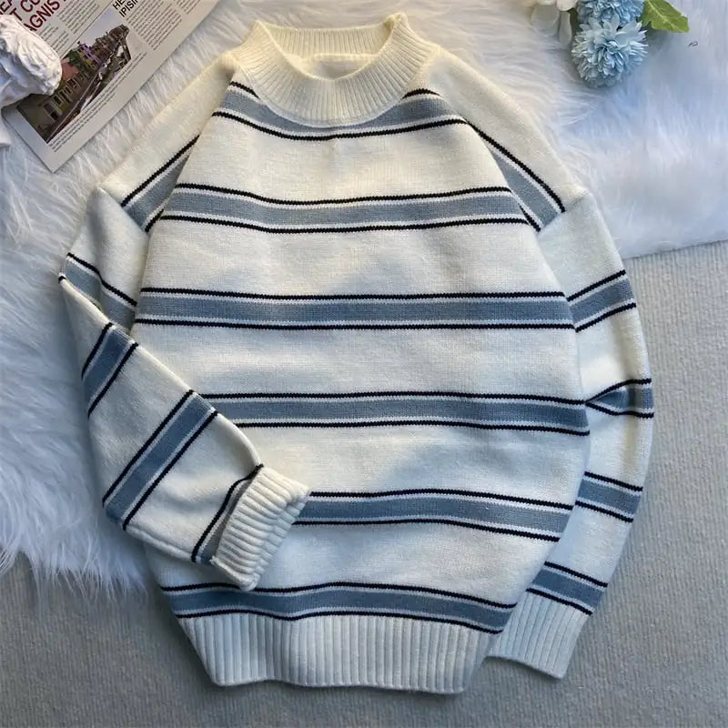 Men's Striped Crewneck Sweater for Autumn & Winter