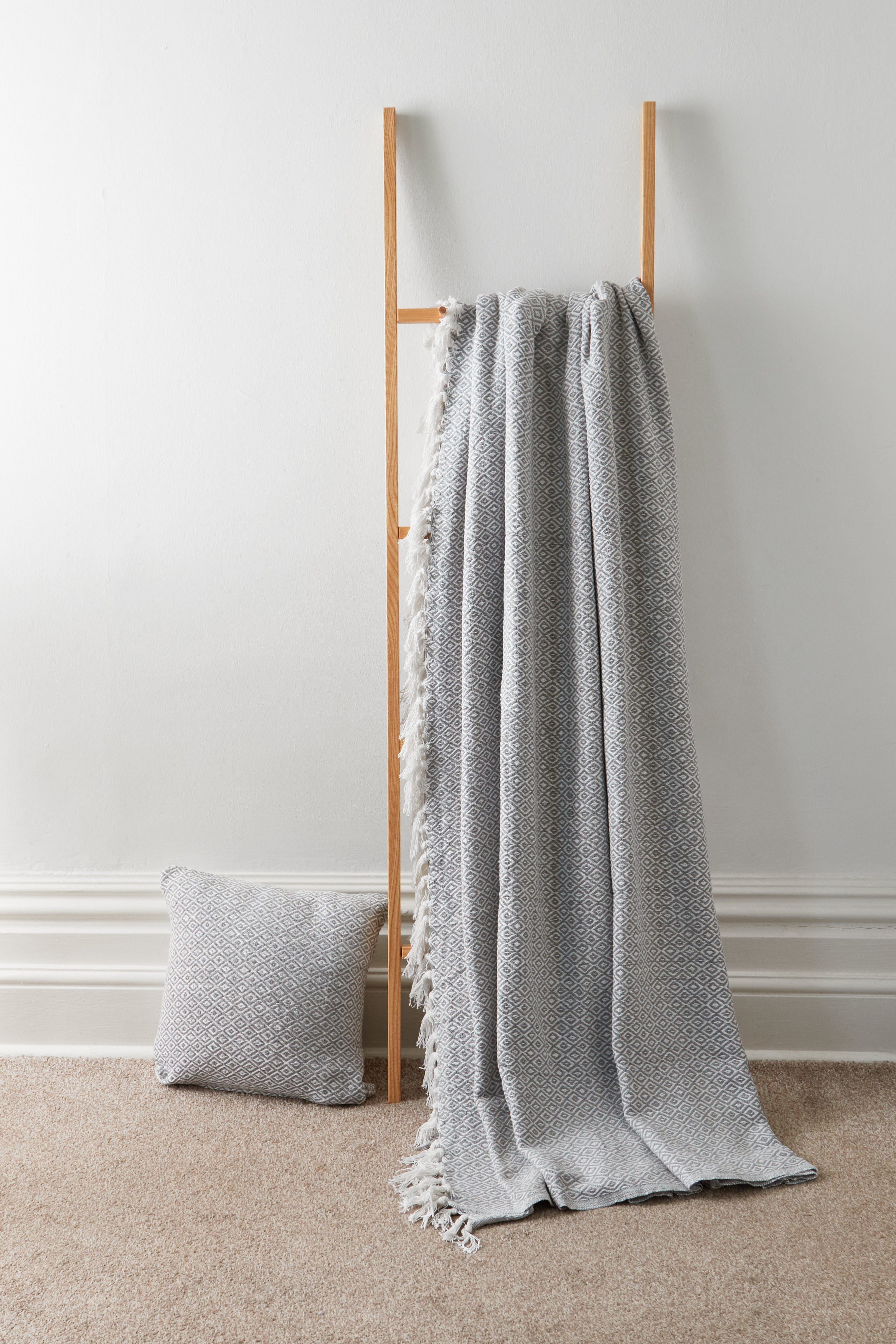 Regal Handwoven Pure Cotton Throw Blanket with Diamond Geometric Pattern Eco-Friendly Durable Bedspread Sofa Cover in Multiple Sizes by OLIVIA ROCCO