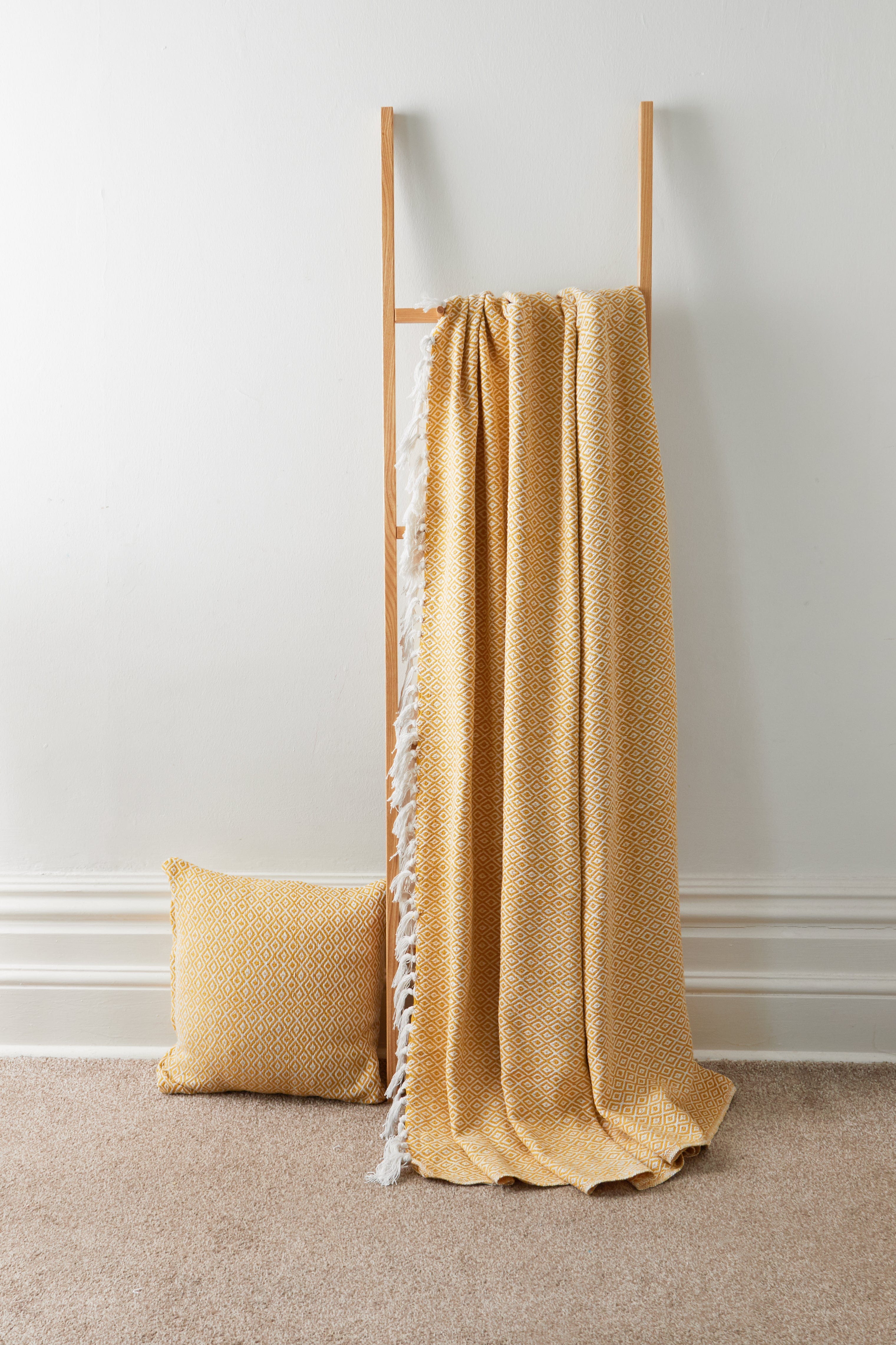 Regal Handwoven Pure Cotton Throw Blanket with Diamond Geometric Pattern Eco-Friendly Durable Bedspread Sofa Cover in Multiple Sizes by OLIVIA ROCCO