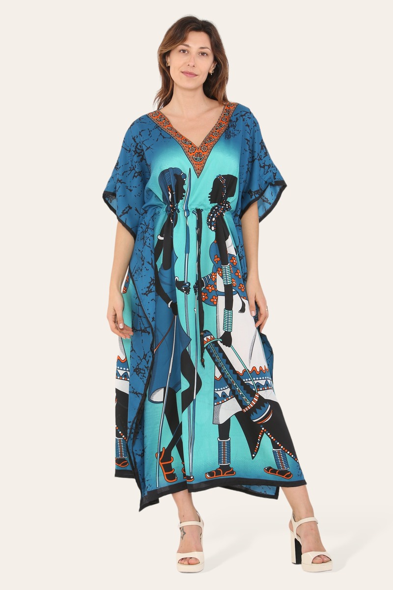 Elegant African Print Caftan Dress with Traditional Style and Modern Touch