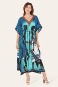 Elegant African Print Caftan Dress with Traditional Style and Modern Touch