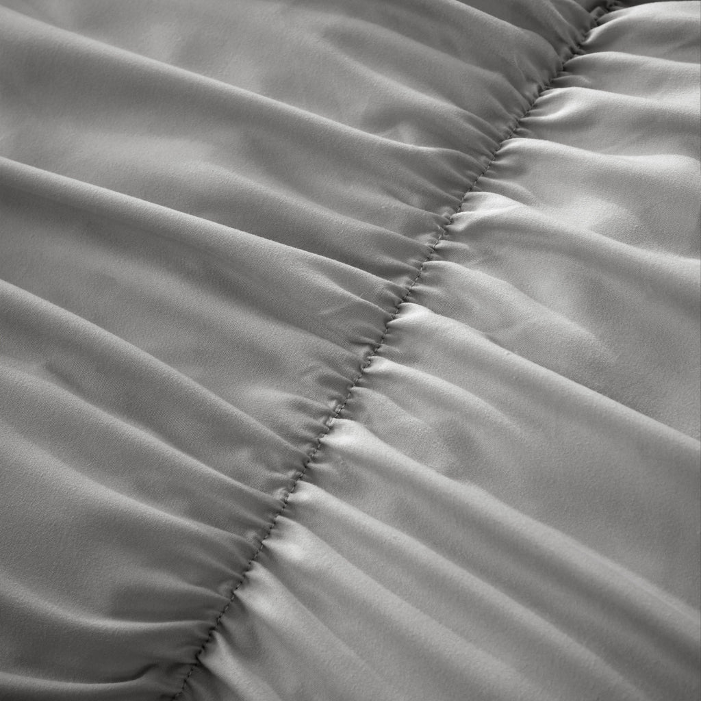 Ruched Grey Microfibre Duvet Cover Set with Pillowcases Ruffle Bedding Super Soft Easy Care Quilt Bed Linen by OLIVIA ROCCO