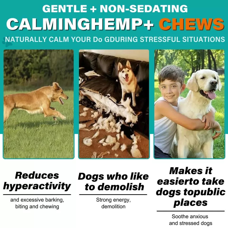 HUALIJIA Calming Treats For Dogs, 150 Count Hemp Calming Chews for Dogs - Reduce