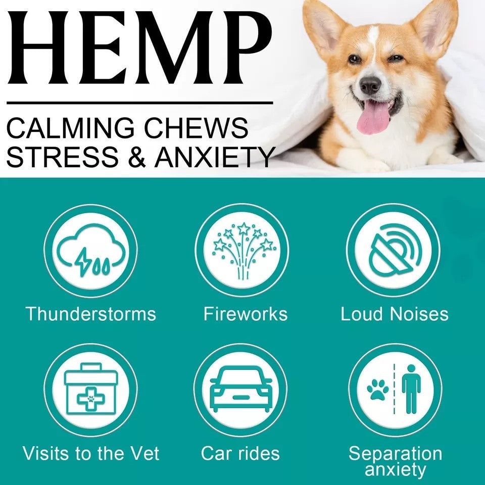 HUALIJIA Calming Treats For Dogs, 150 Count Hemp Calming Chews for Dogs - Reduce