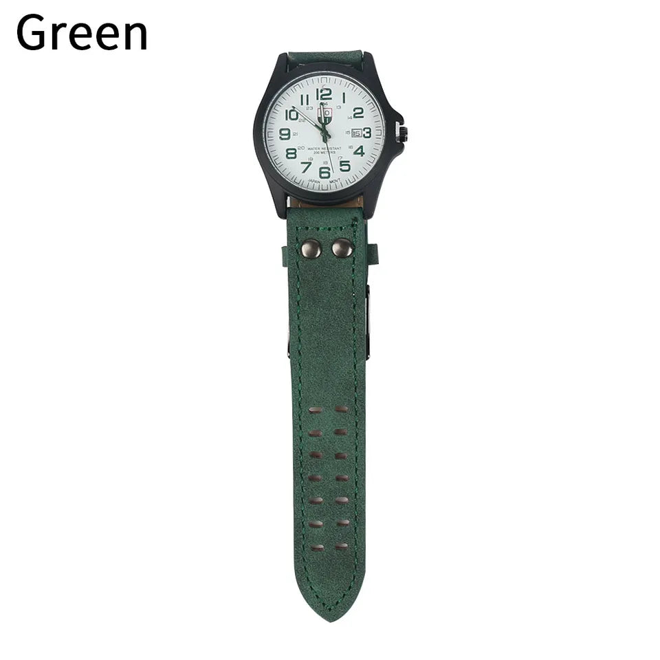 Men’s Military Leather Date Quartz Analog Army Casual Dress Wrist Watches UK