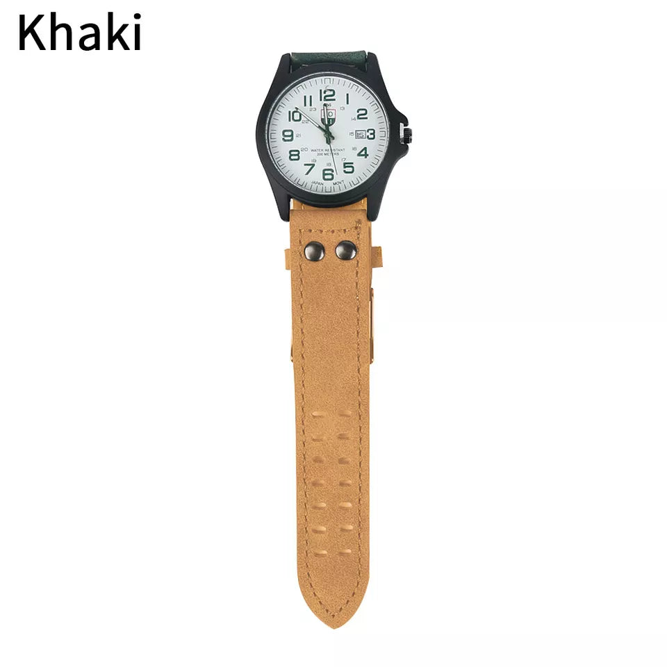 Men’s Military Leather Date Quartz Analog Army Casual Dress Wrist Watches UK