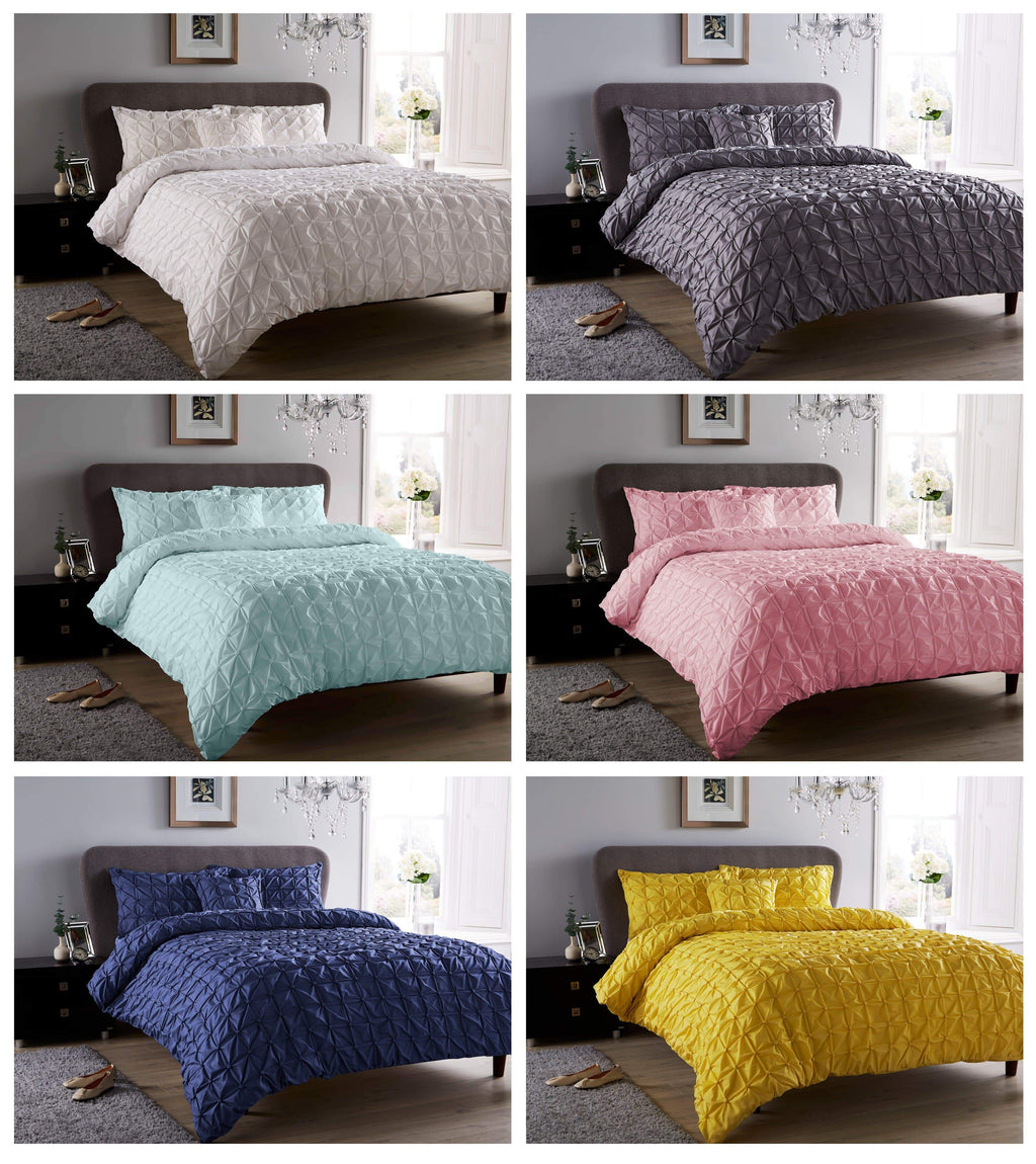 Seville Luxury Cotton-Rich Duvet Set with Handmade Pintuck Detailing Super Soft Bedding for All Sizes by OLIVIA ROCCO