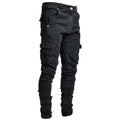 Slim Fit Cargo Jeans – Washed Denim Multi-Pocket Streetwear