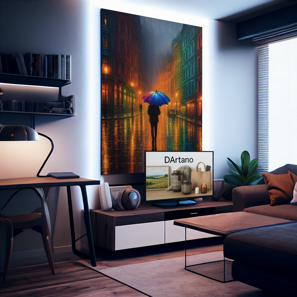 Reflections in the Rain Wall Art – Moody Urban Street Scene Poster