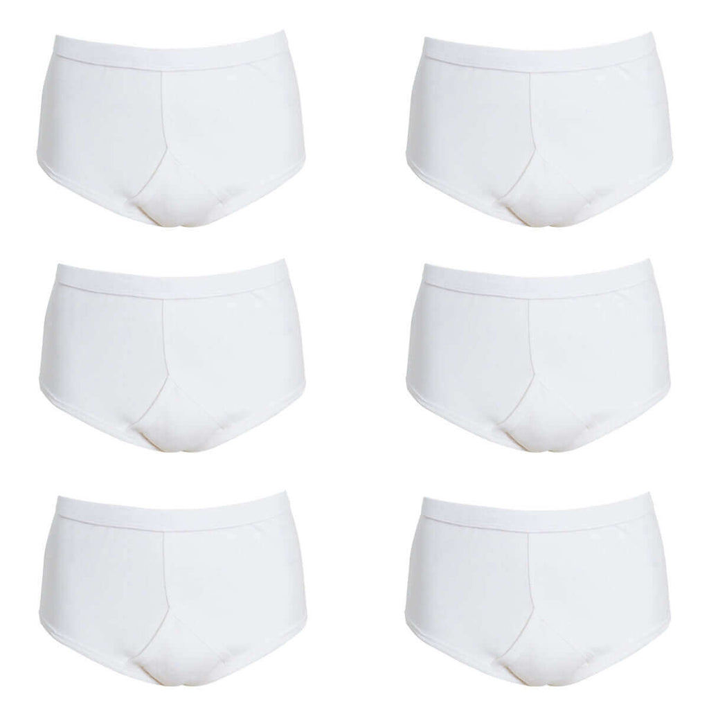 Pack of 6 Men's Cotton Y Front Briefs Comfortable Breathable Underwear with Soft Stretch Waistband Hypoallergenic Durable by Sock Stack