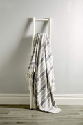 Zara Striped Handwoven Pure Cotton Throw Blanket with Tassells Eco-Friendly Perfect for Sofa Bed and Home Decor Available in Multiple Sizes and Calming Colours by OLIVIA ROCCO