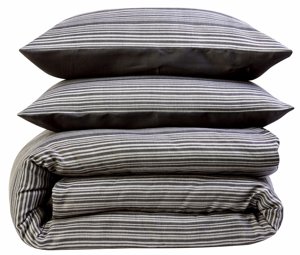 Stripe Jacquard Reversible Cotton Blend Duvet Cover Set with Pillowcases Luxurious Eco-Friendly Bedding for Master and Guest Bedrooms Multiple Sizes and Colours by OLIVIA ROCCO