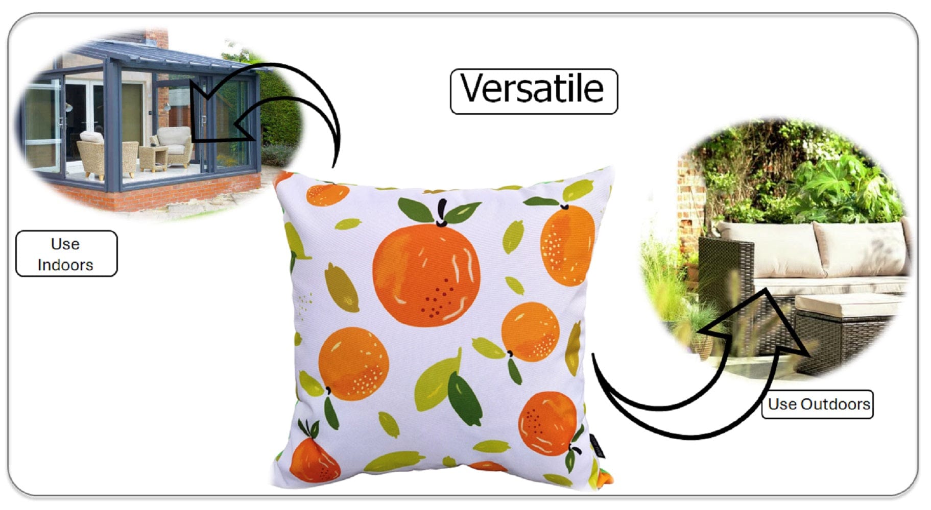 Summer Fruit Design Waterproof Outdoor Cushions for Patio Garden Bench Sofa Bed Durable Polyester Filled Comfort by OLIVIA ROCCO