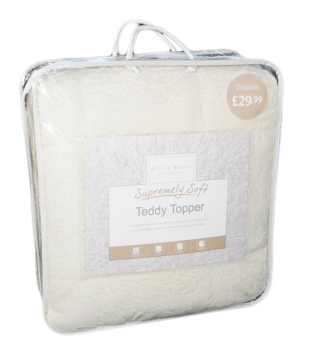 Supreme Comfort Extra Deep Dual-Sided Fluffy Teddy Mattress Topper for Warmth and Cooling OEKO-TEX Certified Fits Single Double King Super King by OLIVIA ROCCO