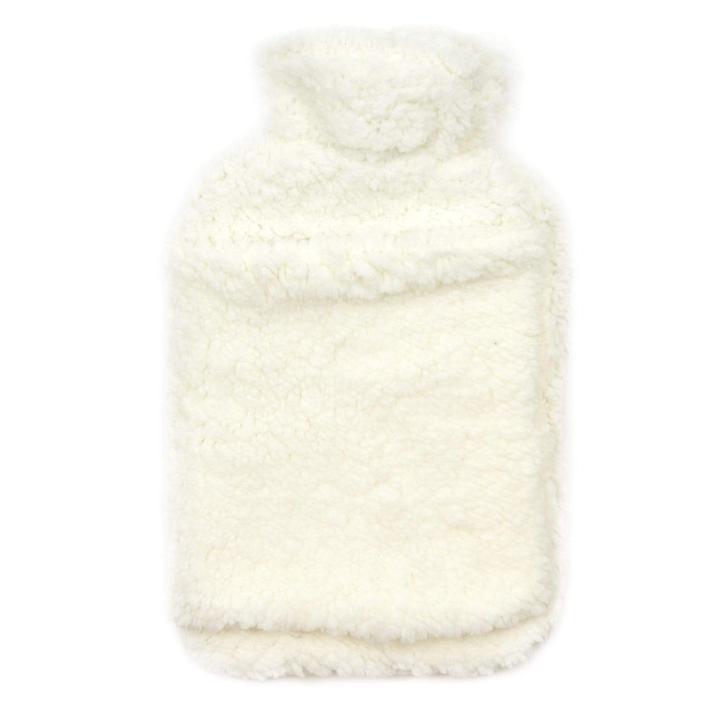 Teddy Fleece Hot Water Bottle with Hand Warmer Pocket Luxurious 2L Natural Rubber for Winter Comfort Natural Rubber UK Safe Tested Ideal Gift for Adults Kids by OLIVIA ROCCO