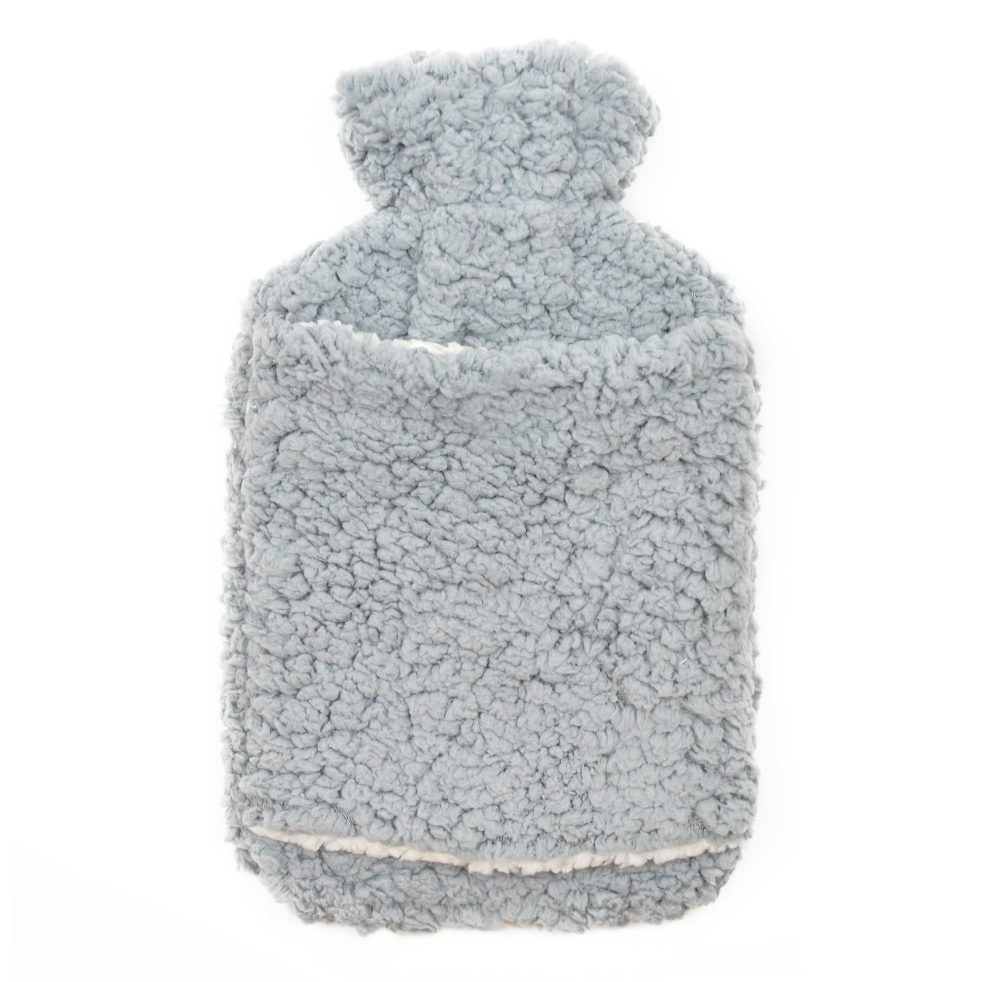 Teddy Fleece Hot Water Bottle with Hand Warmer Pocket Luxurious 2L Natural Rubber for Winter Comfort Natural Rubber UK Safe Tested Ideal Gift for Adults Kids by OLIVIA ROCCO