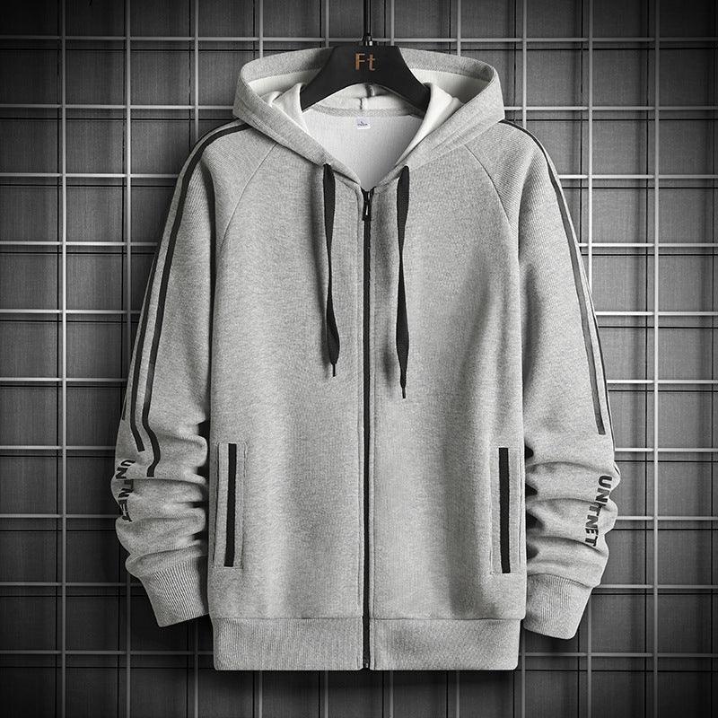 Thickened Trendy Stripe Hooded Sweater Jacket