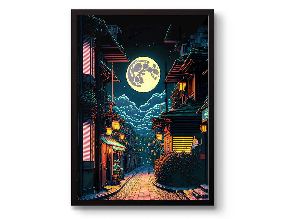 Tokyo City Street View Wall Poster – Modern Night Scene Art Print | DArtano
