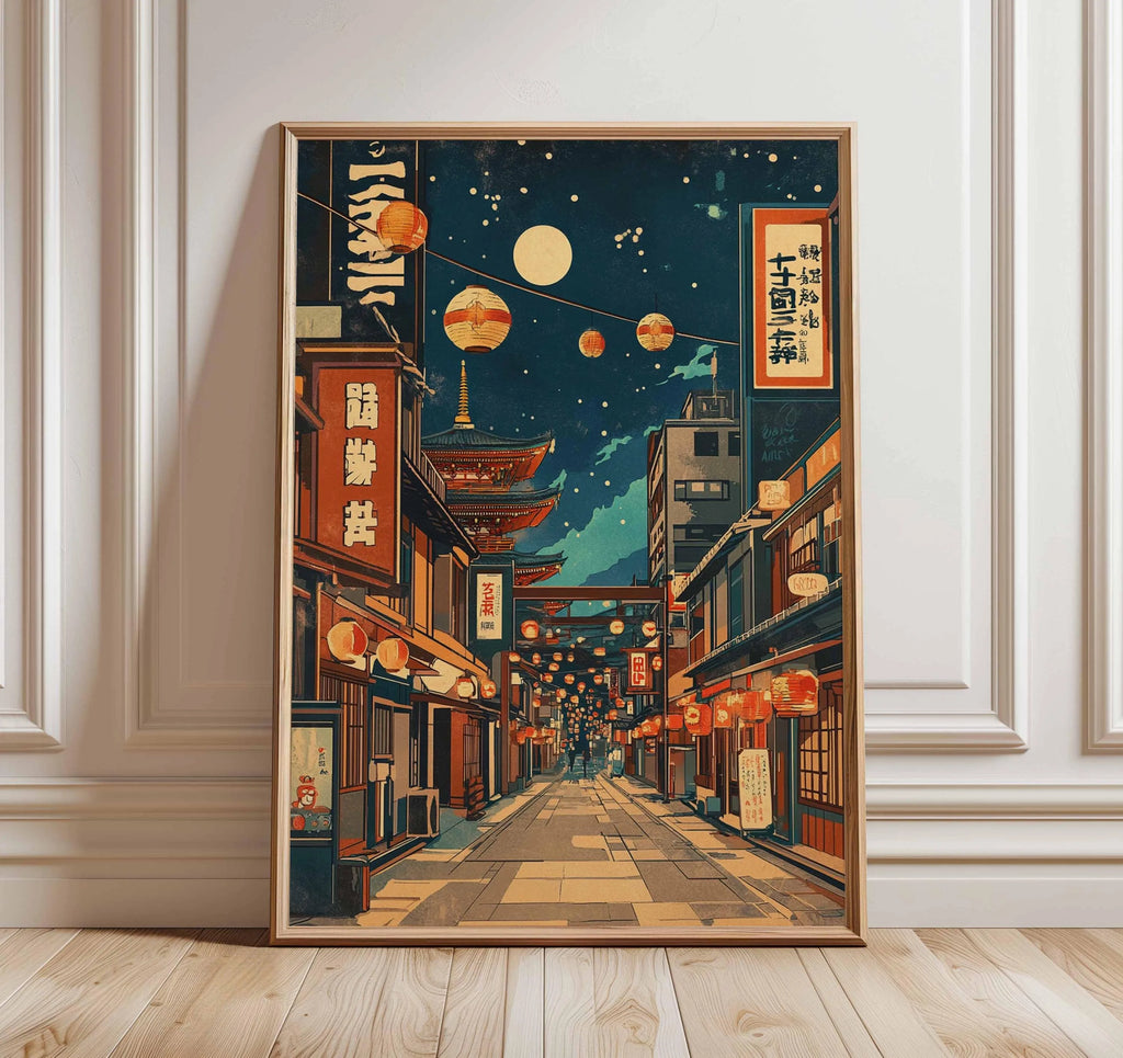 Tokyo City Street View Wall Poster – Modern Night Scene Art Print | DArtano