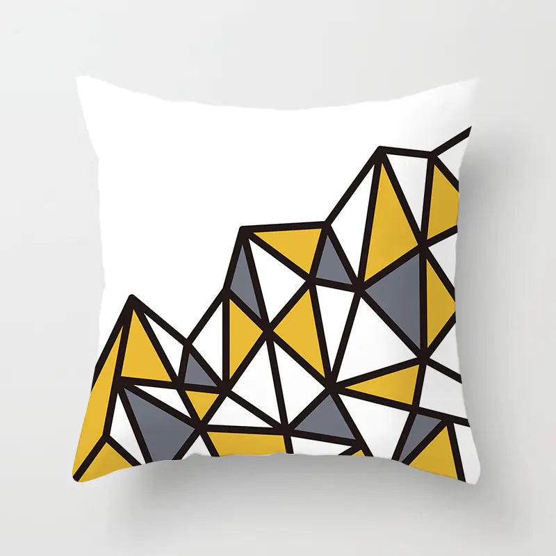 Yellow & Black Geometric Pillow Cover – Modern Abstract Cushion Case 45×45cm