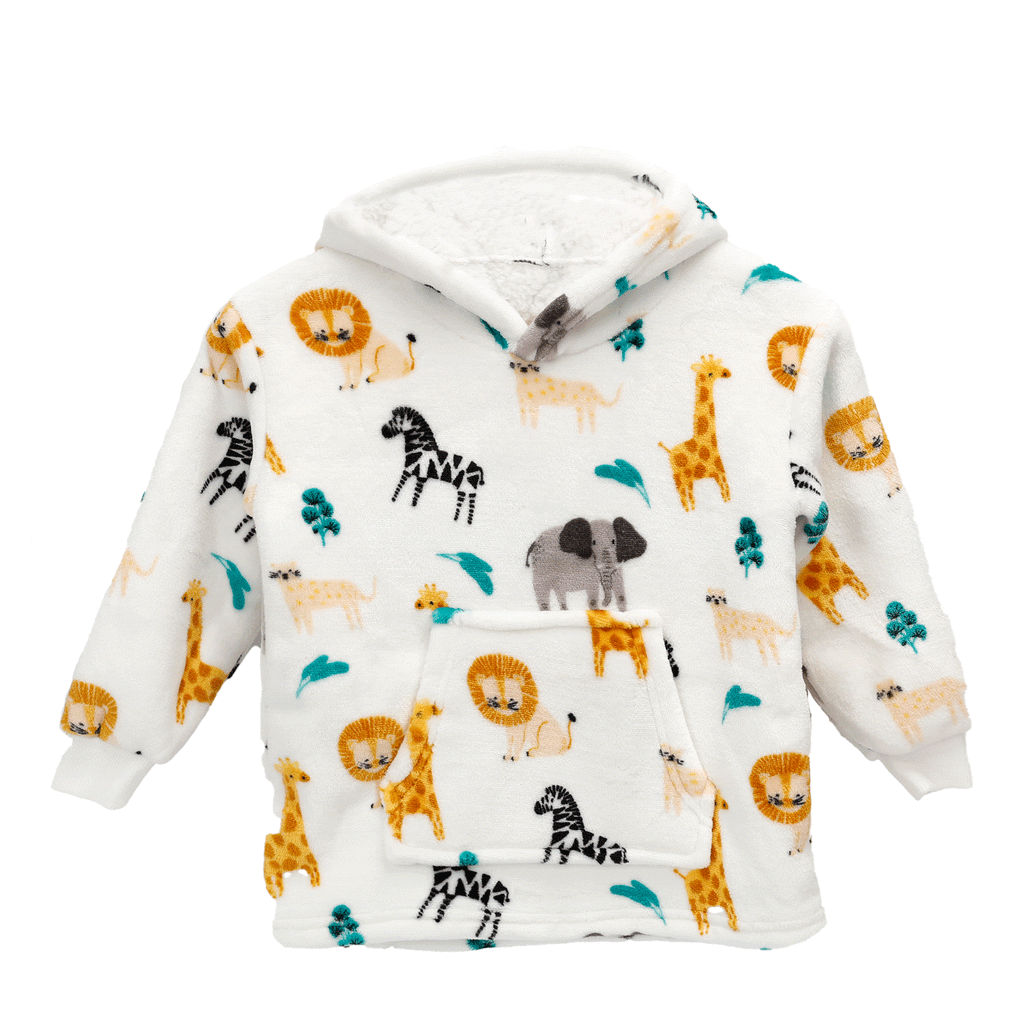Unisex Safari and Sloth Hoodie Blanket for Infants 0-2 Years Ultra Soft Cozy Wearable Blanket with Spacious Pocket for Boys and Girls by Daisy Dreamer