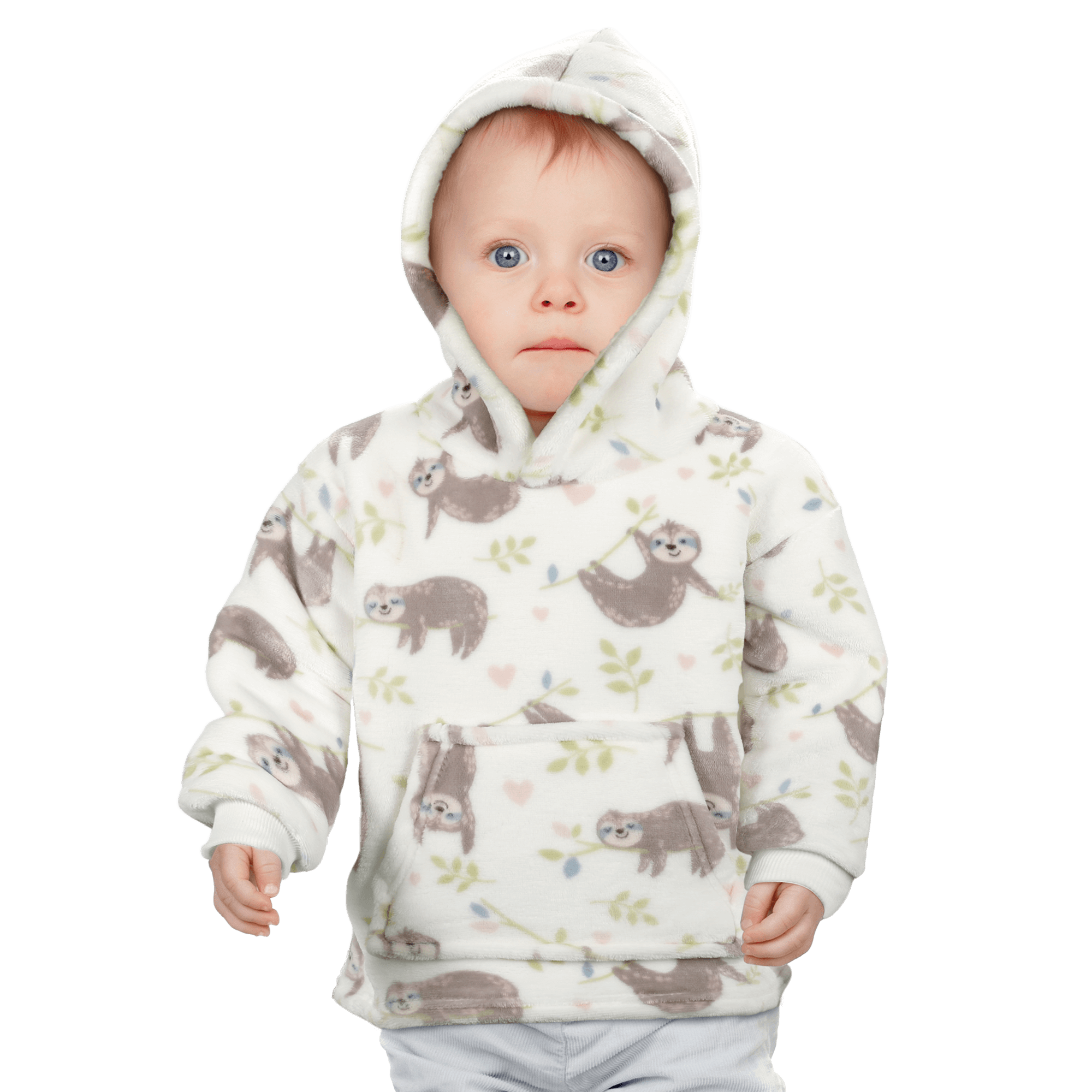 Unisex Safari and Sloth Hoodie Blanket for Infants 0-2 Years Ultra Soft Cozy Wearable Blanket with Spacious Pocket for Boys and Girls by Daisy Dreamer