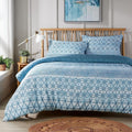 Versailles Teal Elegant Printed Duvet Cover Set Reversible Quilted Bedding with Pillowcases Breathable Polyester Blend for King Double Single Sizes by OLIVIA ROCCO