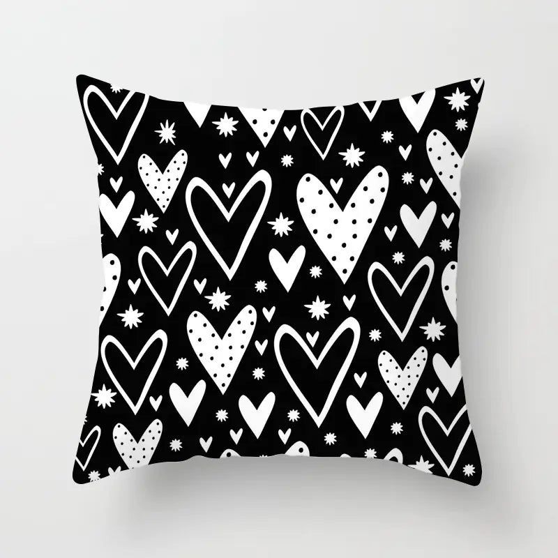 Yellow & Black Geometric Pillow Cover – Modern Abstract Cushion Case 45×45cm