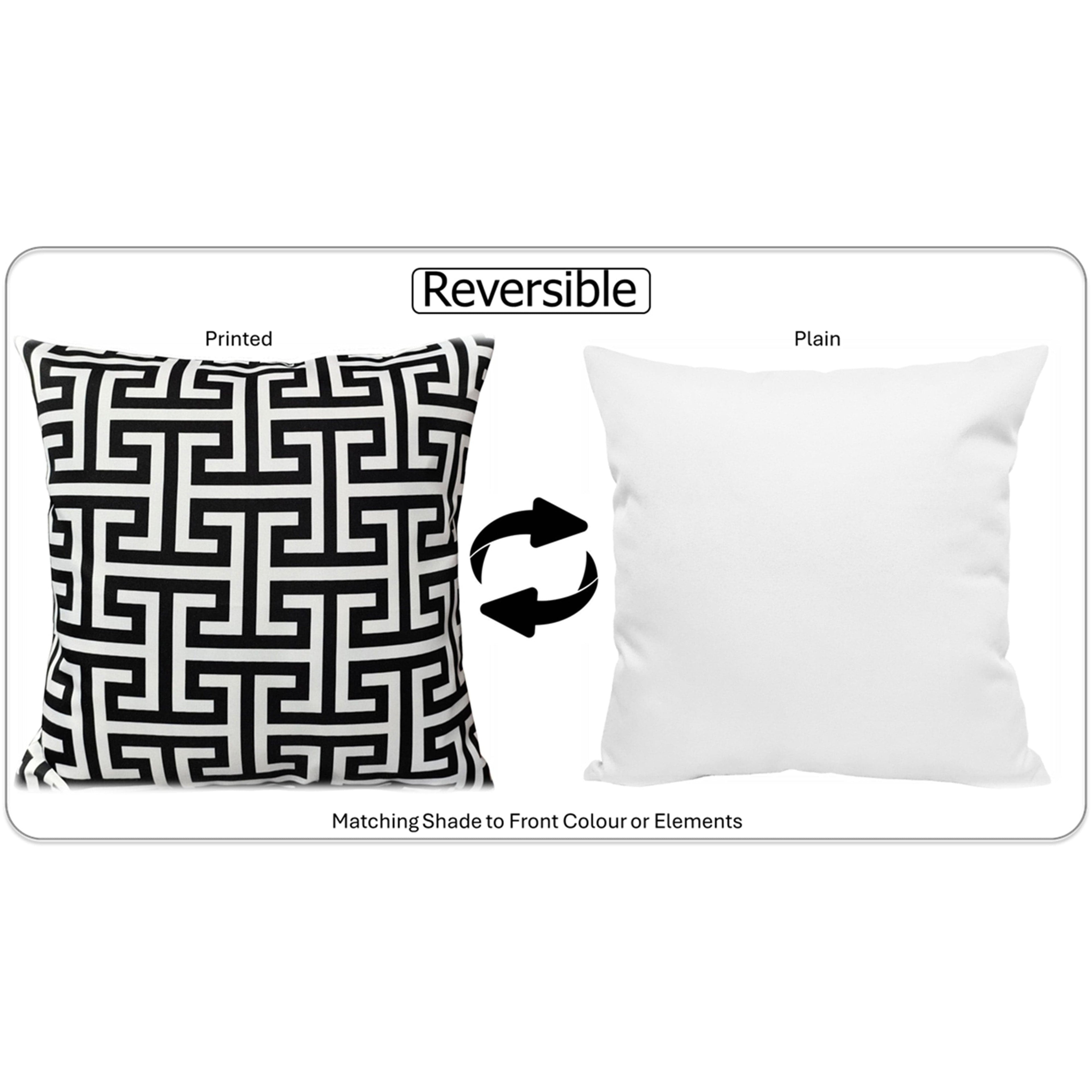 Waterproof Breathable Milano Black Hollowfibre Filled Cushions 43x43cm for Outdoor Garden Bench Sofa or Indoor Use by OLIVIA ROCCO