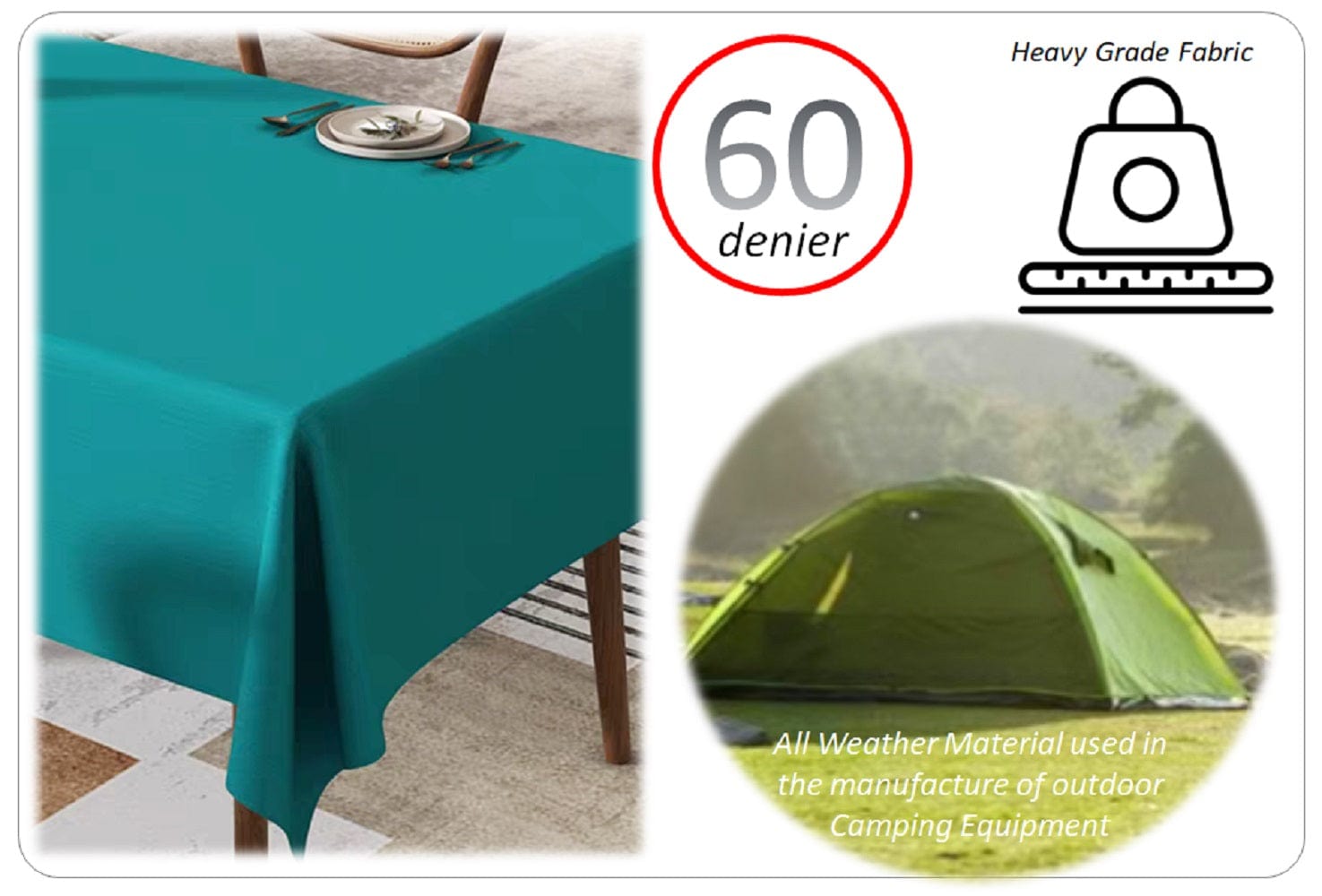 Waterproof Stain Resistant Rectangular Polyester Tablecloth Picnic Mat 145x200cm for Kitchen Dining Indoor Outdoor by OLIVIA ROCCO