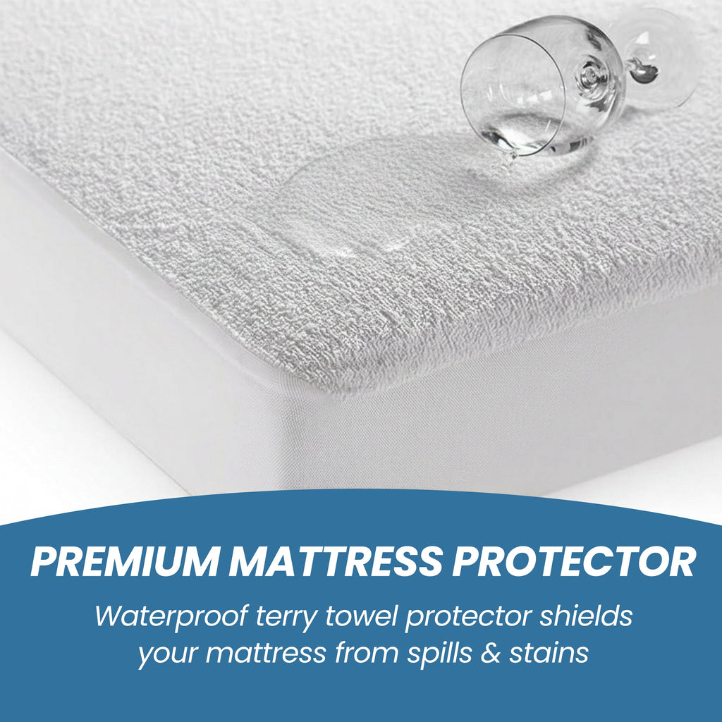Waterproof Terry Towel Mattress Protector with Deep Skirt Highly Absorbent Noise-Free Comfort Full Bed Size Range OEKO-TEX Certified by OLIVIA ROCCO