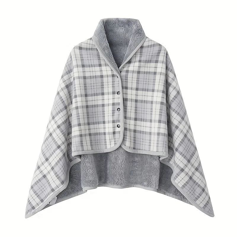 Wearable Flannel Blanket Shawl – Soft Fleece Wrap for Home & Office