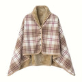 Wearable Flannel Blanket Shawl – Soft Fleece Wrap for Home & Office