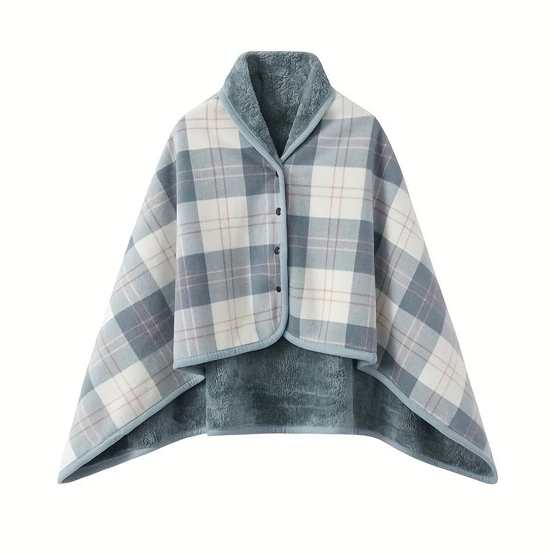 Wearable Flannel Blanket Shawl – Soft Fleece Wrap for Home & Office