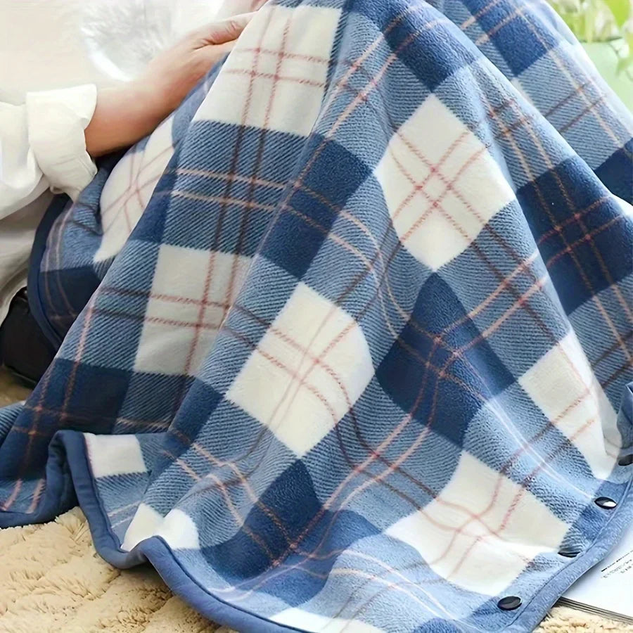 Wearable Flannel Blanket Shawl – Soft Fleece Wrap for Home & Office