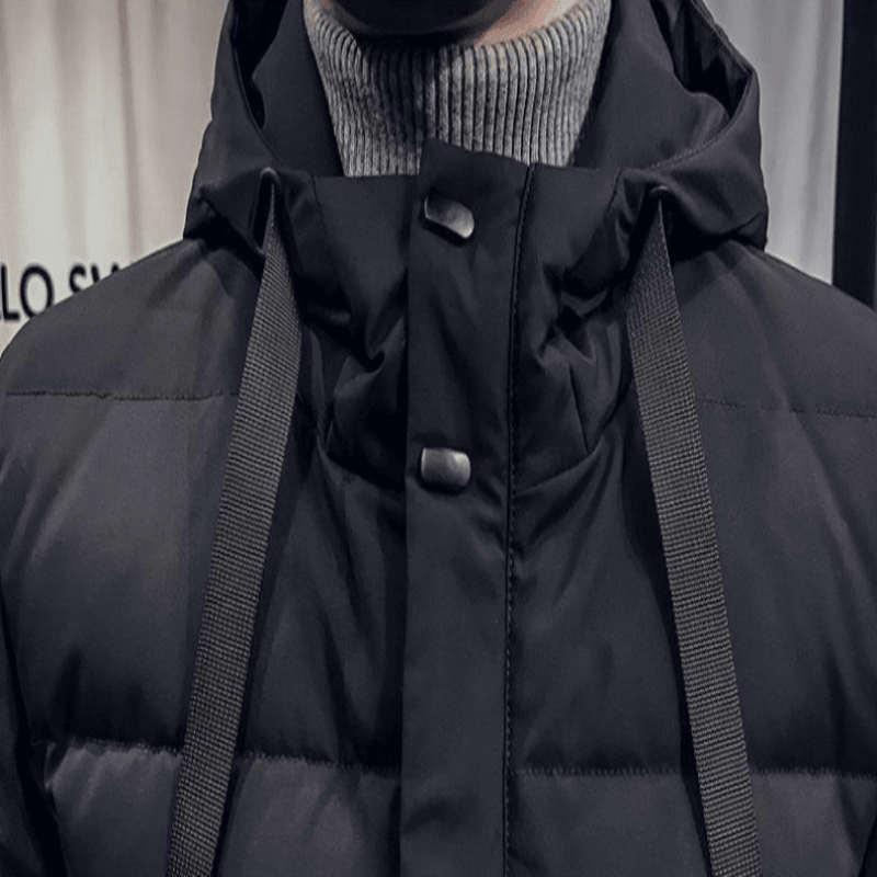 Winter Jacket Mid-Length Hooded Padded Men Coat