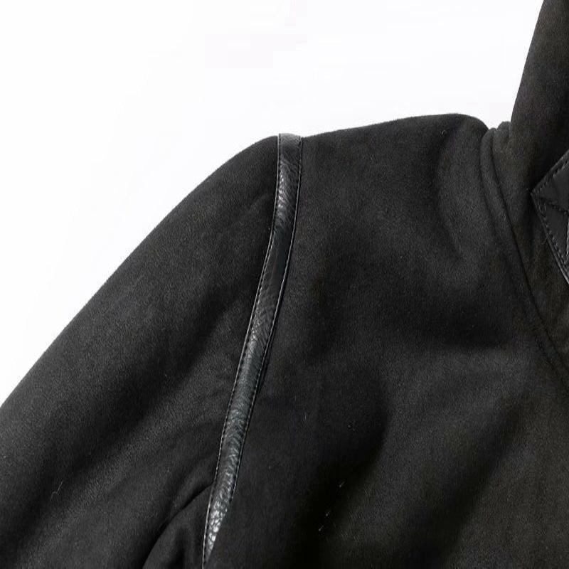 Winter Lapel Jacket Suede Lamb Wool Warm Coat