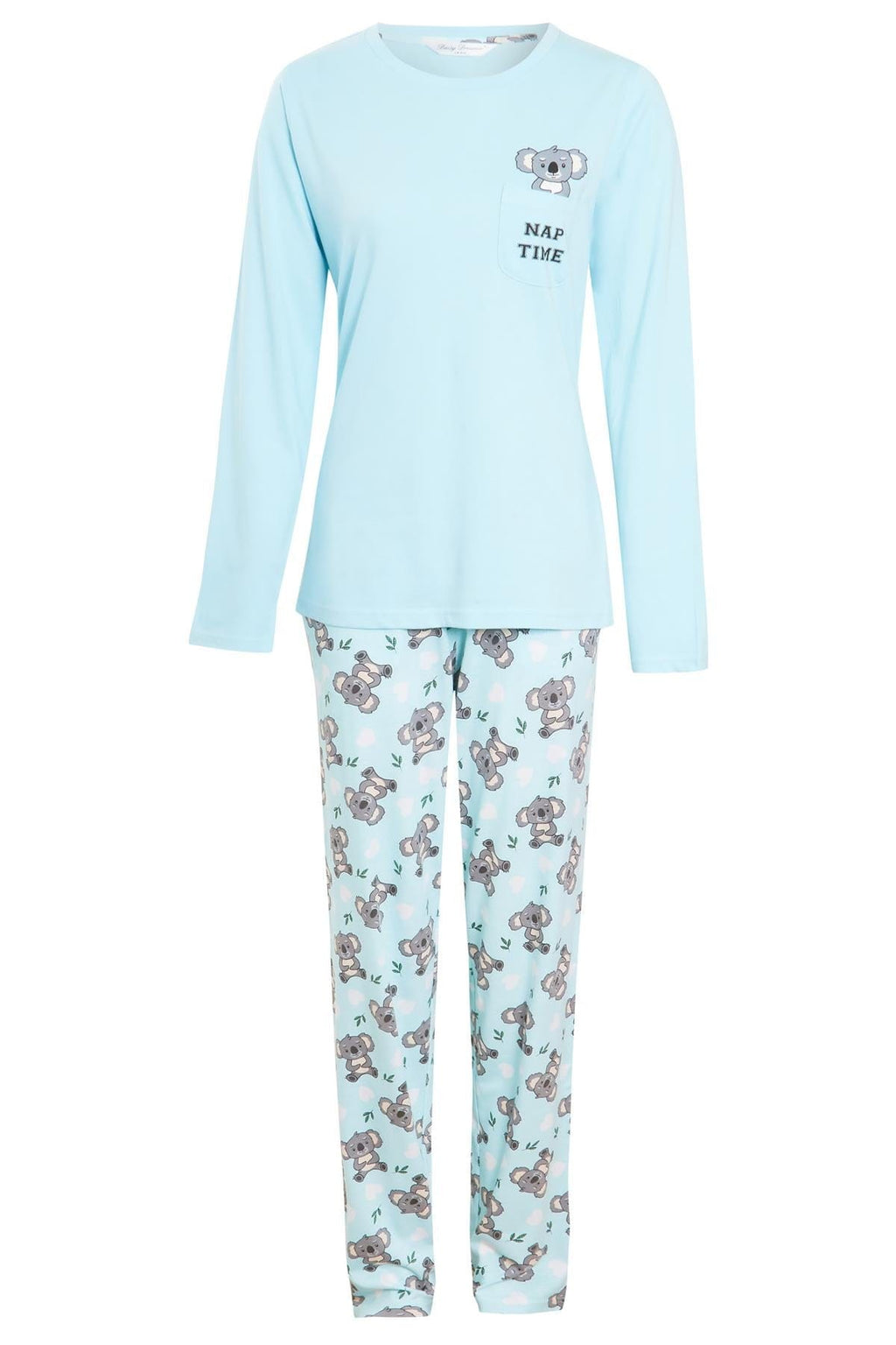 Women's 100% Cotton Koala Bear Pyjama Set Soft Breathable Nightwear PJs with Elasticated Waistband by Daisy Dreamer