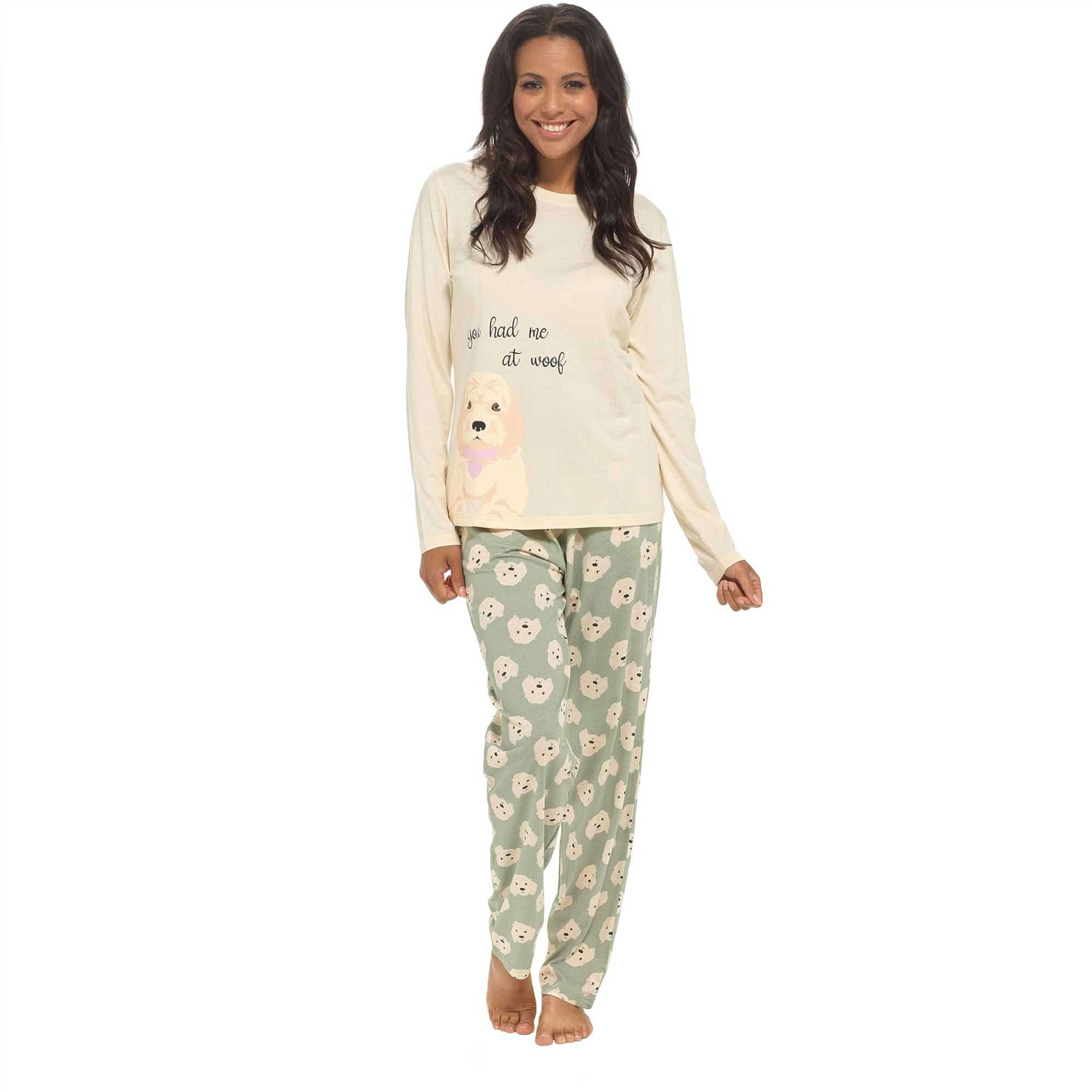 Women's Cockapoo Cotton Jersey Pyjama Set Long Sleeve Lounge Wear PJs by Daisy Dreamer