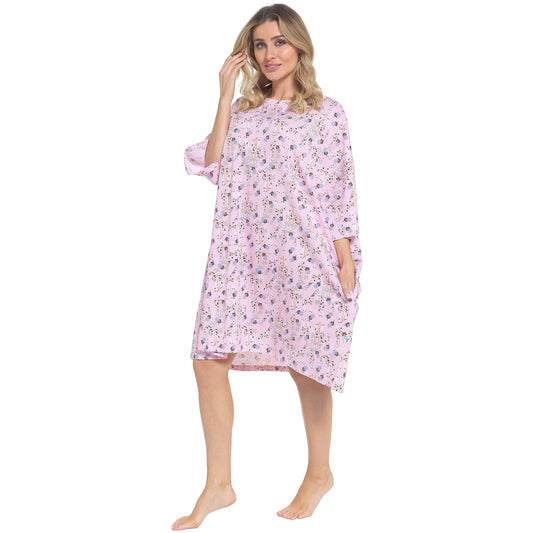 Women's Giraffe Baggy Nighty Dress Oversized T-Shirt Nighties 100% Cotton Short Sleeved Nightshirt for Ladies by Daisy Dreamer