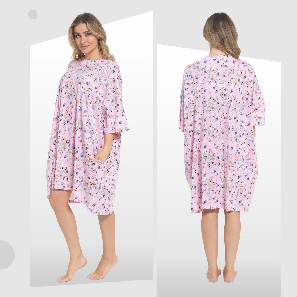 Women's Giraffe Baggy Nighty Dress Oversized T-Shirt Nighties 100% Cotton Short Sleeved Nightshirt for Ladies by Daisy Dreamer