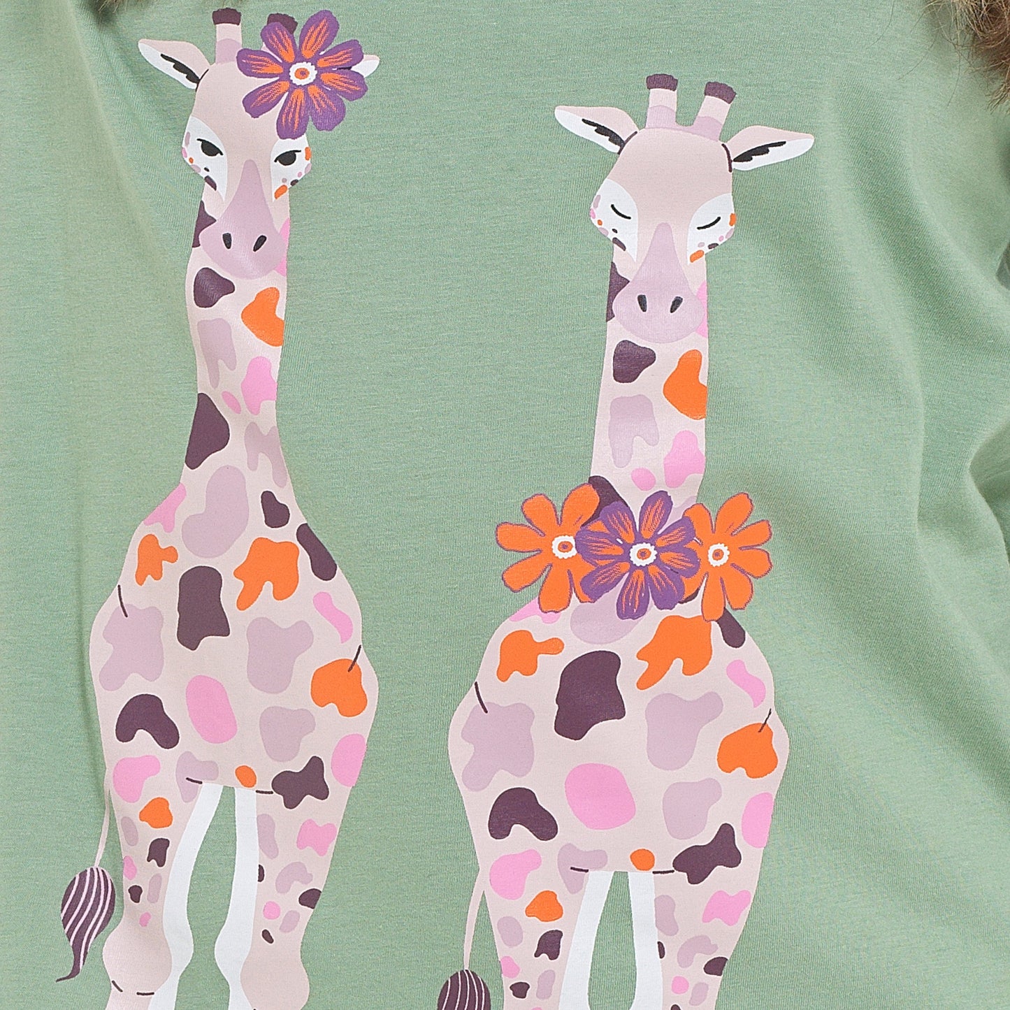 Women's Giraffe Cotton Jersey Long Sleeve Pyjama Set Comfortable PJs Soft Loungewear Summer Holiday Sleepwear by Daisy Dreamer