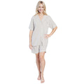 Women's Grey Short Pyjama Set Super Soft Sleepwear Nightwear Button Up Top and Shorts by Daisy Dreamer