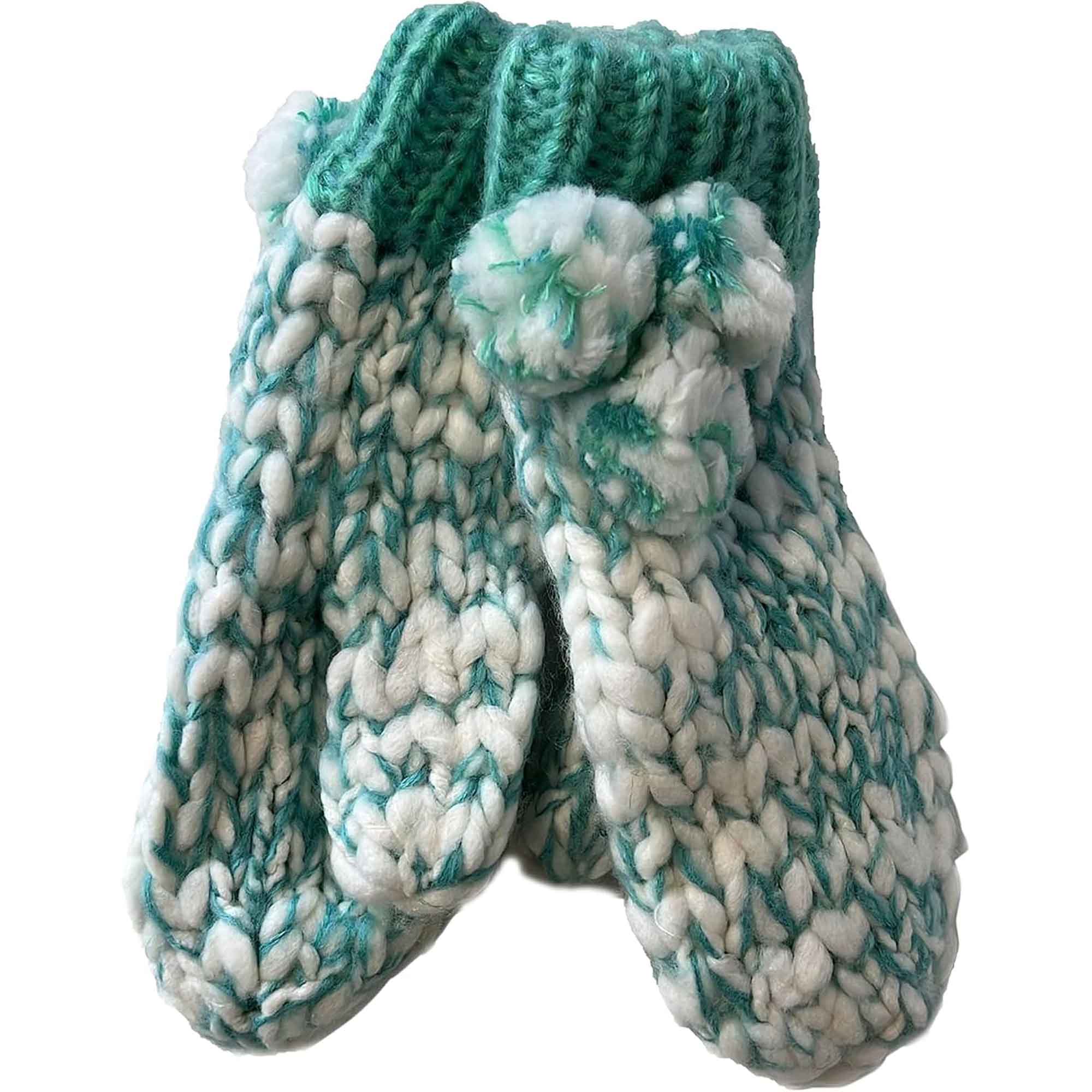 Women's Hand Knitted Daisy Pattern Winter Hat Headband Mittens Set with Pom Pom in Red Green Pink for Outdoor Activities and Holiday Gifts by Sock Stack