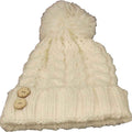 Women's Hand-Knitted Winter Hat Scarf and Hand Warmer Set with Inga Button Design Luxurious Acrylic Adjustable Fit Elegant Brown and Cream by Sock Stack
