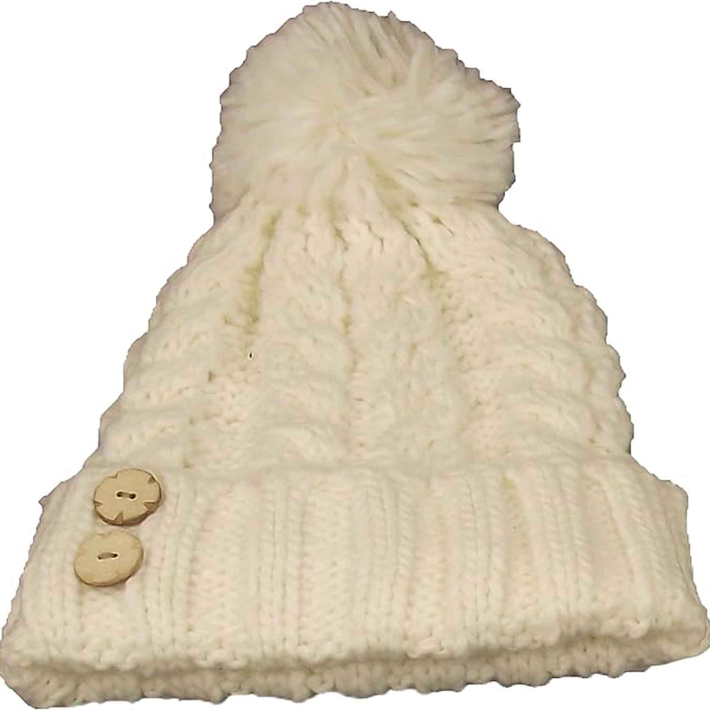 Women's Hand-Knitted Winter Hat Scarf and Hand Warmer Set with Inga Button Design Luxurious Acrylic Adjustable Fit Elegant Brown and Cream by Sock Stack