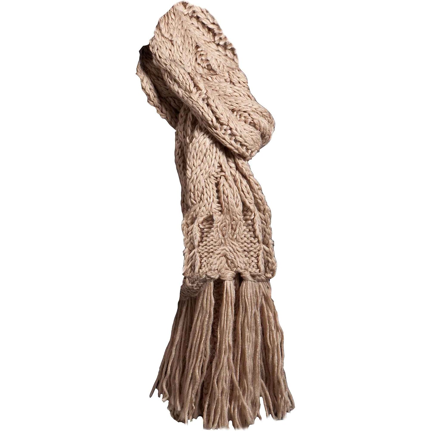 Women's Hand-Knitted Winter Hat Scarf and Hand Warmer Set with Inga Button Design Luxurious Acrylic Adjustable Fit Elegant Brown and Cream by Sock Stack