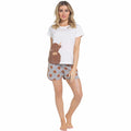 Women's Highland Cow Pyjama Set T-Shirt & Shorts PJs Soft Cotton Loungewear Summer Sleepwear by Daisy Dreamer