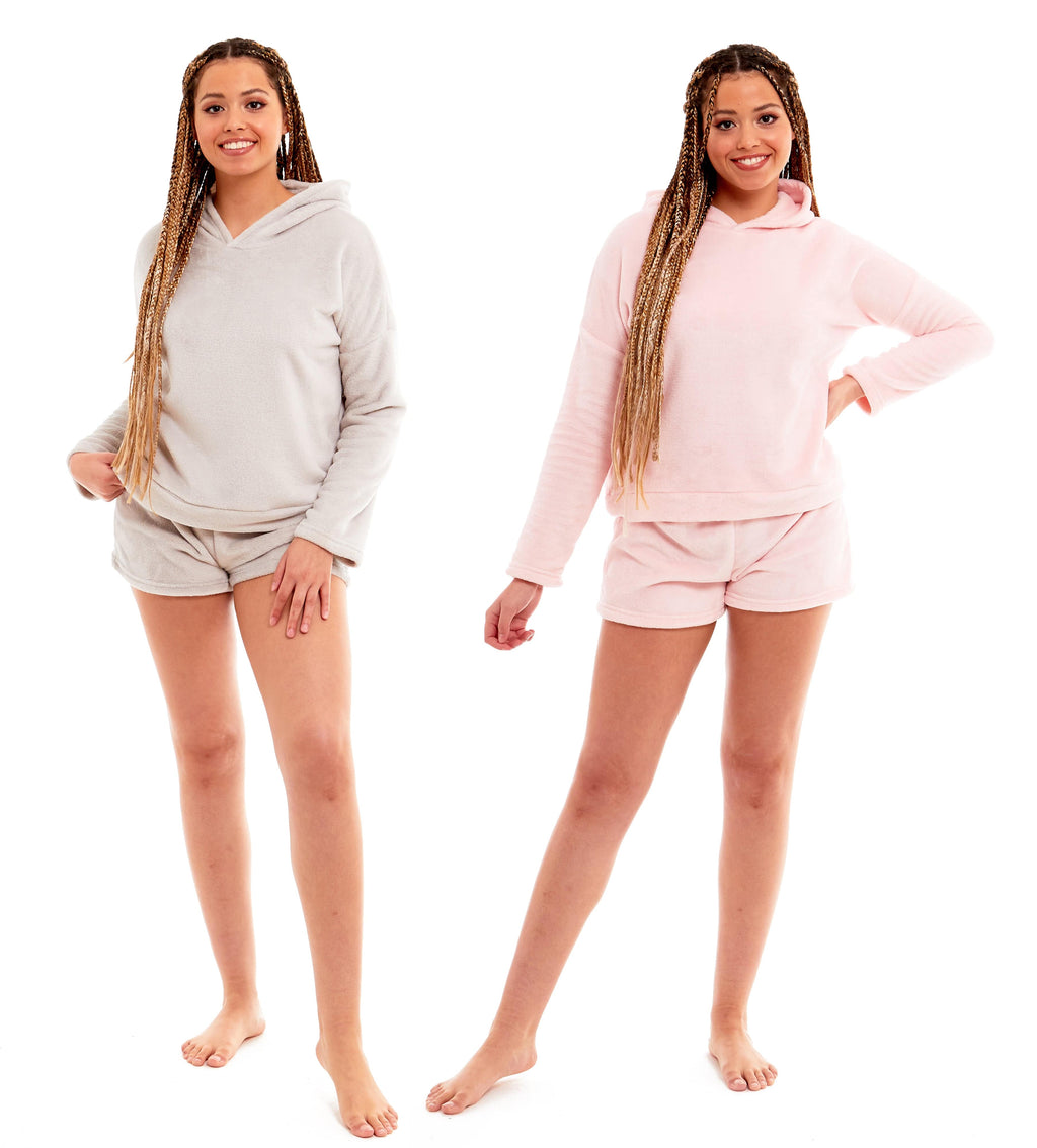 Women's Hooded Super Soft Fleece Pyjama Loungewear Set Comfortable Nightwear for Home Relaxation or Gift by Daisy Dreamer